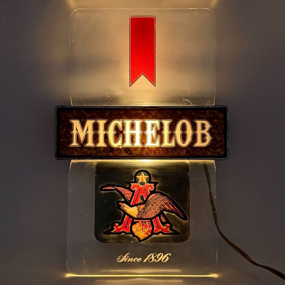 Vintage Michelob Lighted Beer Sign Anheuser Busch Eagle Bar Light 1970s